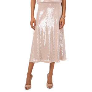 Vince Camuto Sequined Midi Skirt Rose Gold Size L